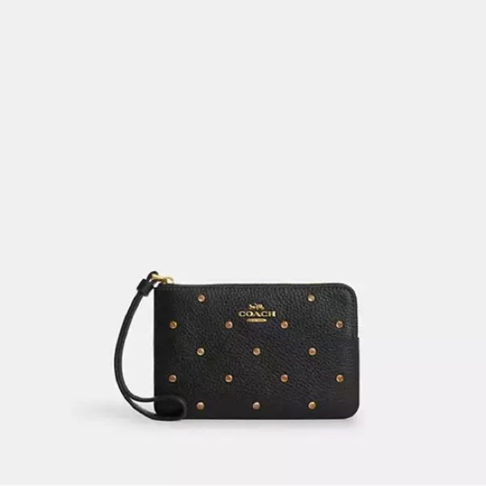 Coach NWT Black Pebbled Leather Teri  With Crystal and matching wristlet - Picture 7 of 11
